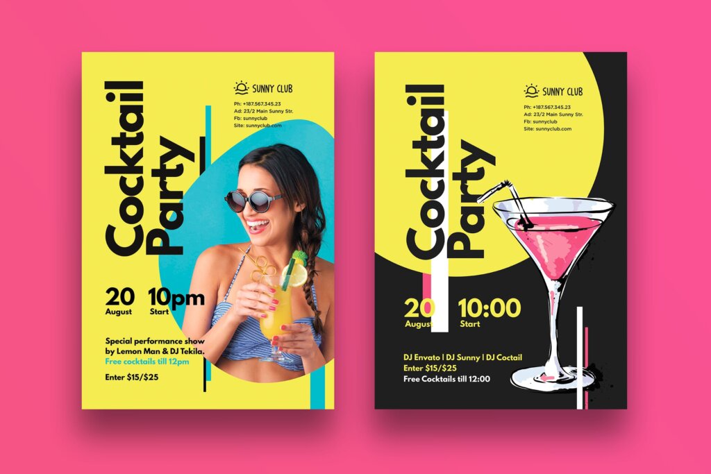 创意音乐聚会传单传单海报模板素材下载Cocktails Party Poster UUH9HE