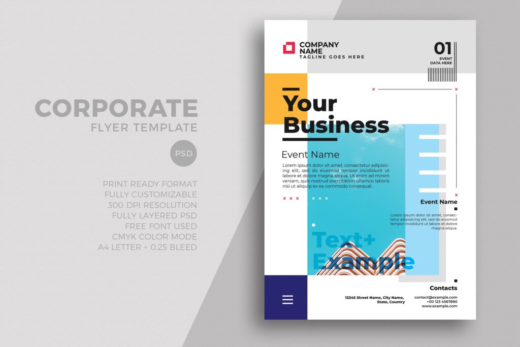 企业创意版式海报传单模板Corporate Business Flyer Template SGAFZJ8
