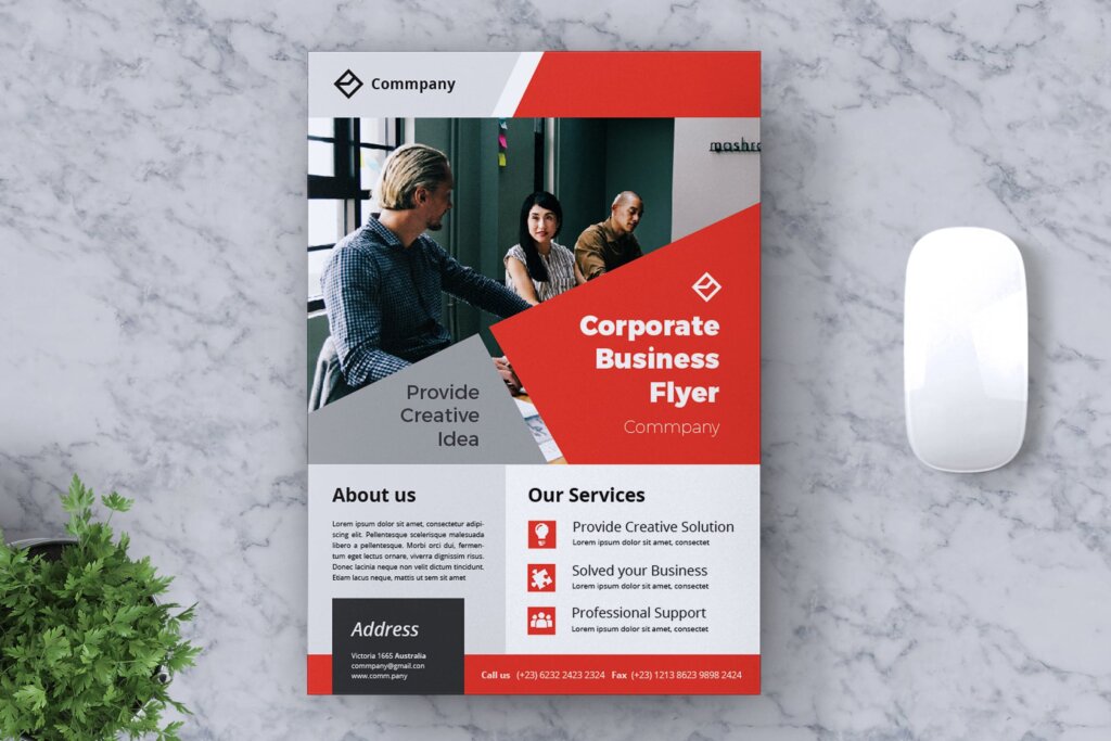 红色版式企业商务传单海报传单模板素材下载Corporate Business Flyer Vol 12
