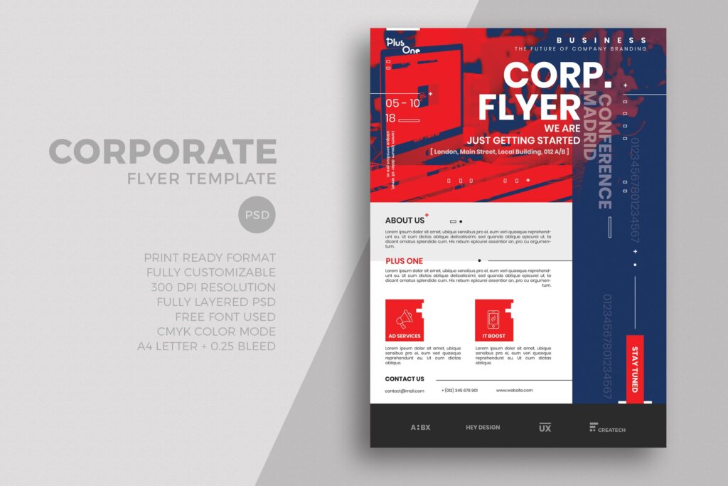 公司宣传介绍传单海报模板素材下载Corporate Flyer Template E3WH4M