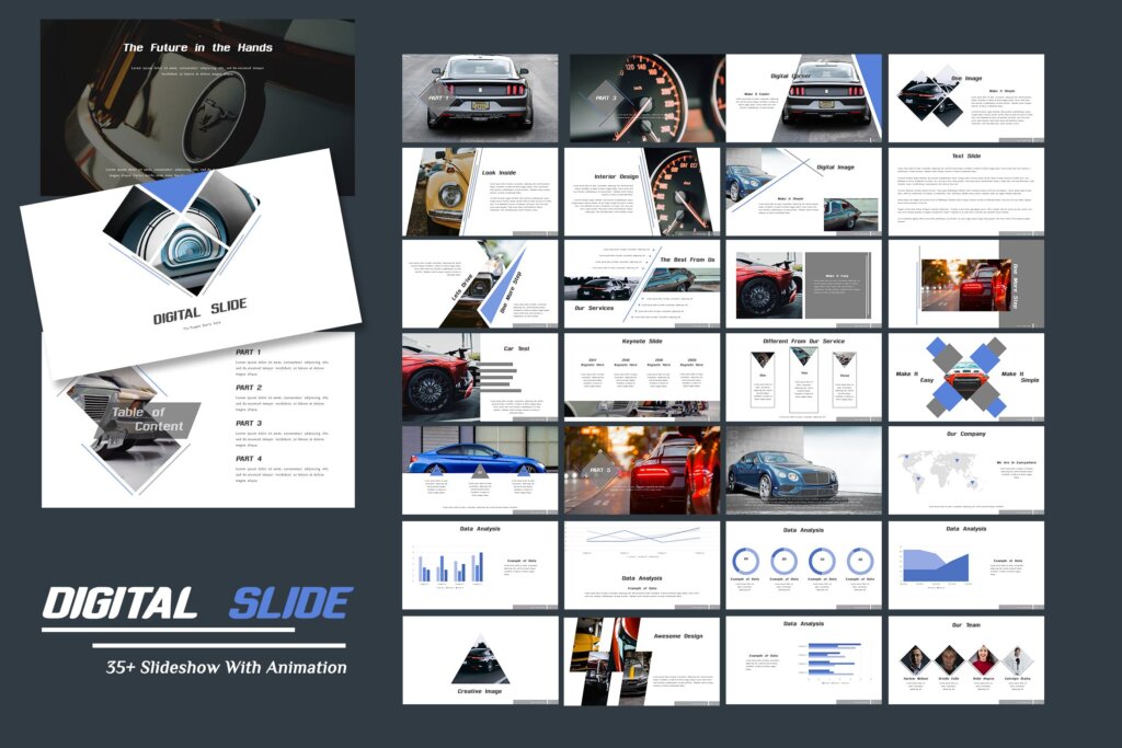 汽车行业家庭轿车市场策划提案幻灯片PPT模版DIGITAL SLIDE YLKWUE7
