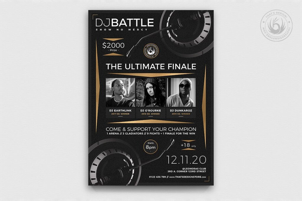 摇滚音乐海报传单模版素DJ Battle Flyer Template V6