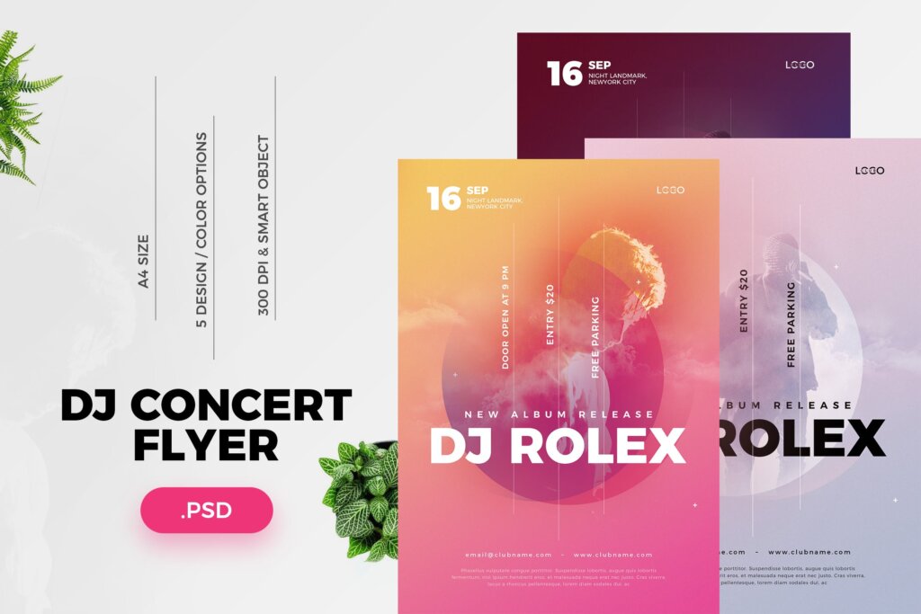 精致网格版式DJ音乐会传单海报传单DJ Concert Flyer PVW8NU