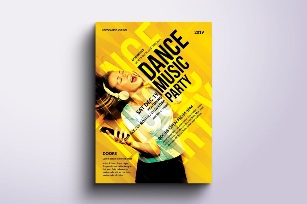 舞蹈瑜伽健身/音乐活动传单海报模板素材下载Dance Music Poster & Flyer Design AE26J3M