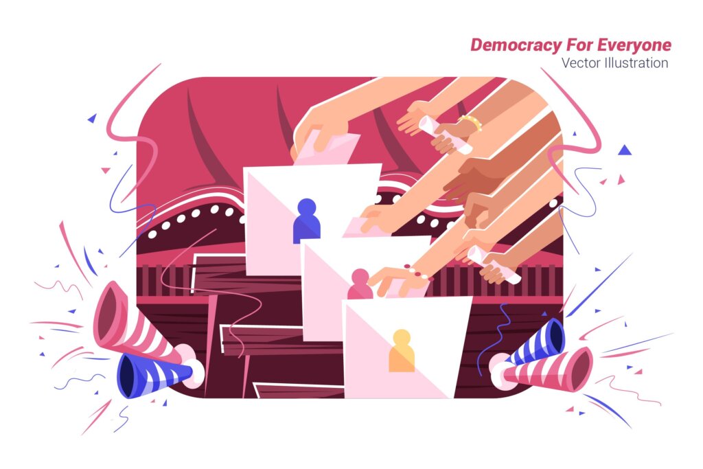 民主投票场景矢量场景插图素材模版下载Democracy For Everyone Vector Illustration
