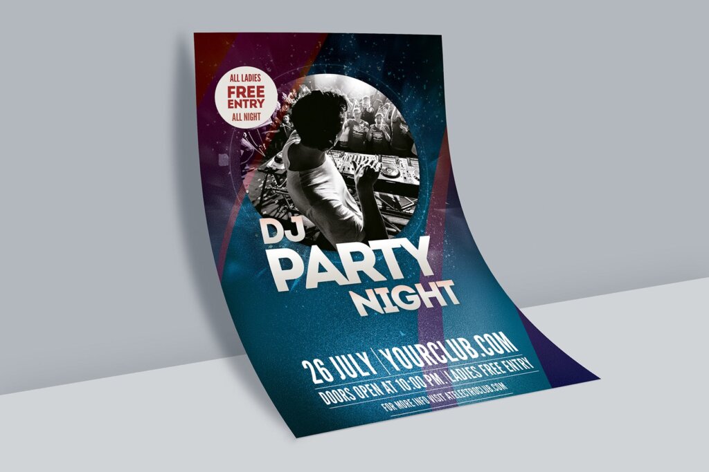 Dj派对之夜的海报传单模板素材Dj Party Night Flyer Poster