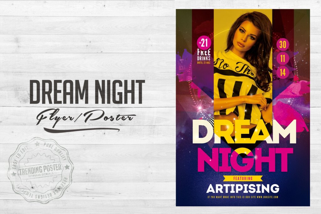 梦想之夜演讲活动海报宣传模版素材Dream Night Flyer Poster