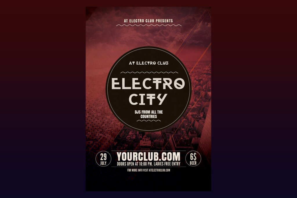电子城市宣传画Electro City Flyer Poster