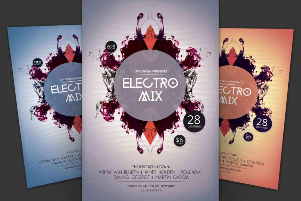 电子音乐传单海报模板素材下载Electro Mix Flyer