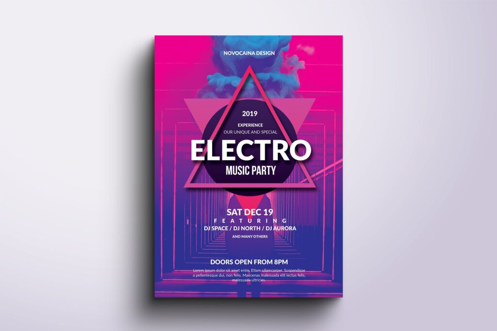 文艺舞蹈/音乐活动派对传单海报模板素材下载Electro Music Party Poster & Flyer WL54YM