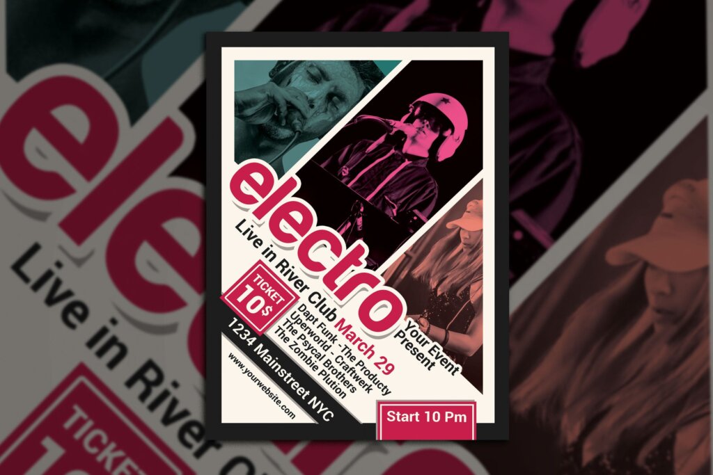 电子音乐海报传单模版素材下载Electro Techno Music Flyer