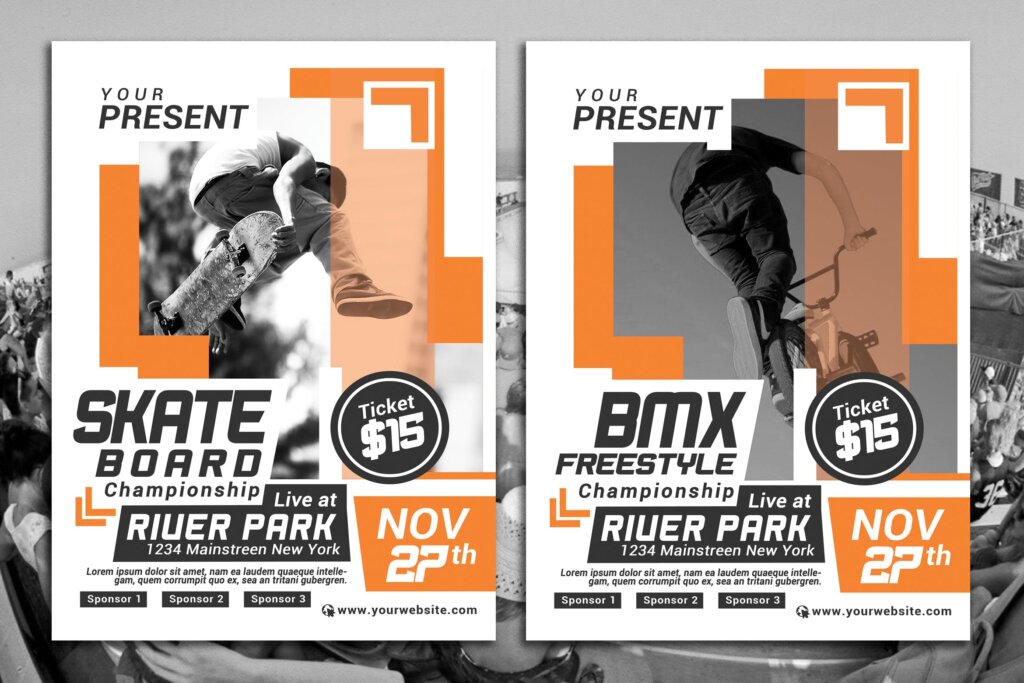 骑车车手宣传活动海报传单模版素材Extreme Sport Competition Flyer