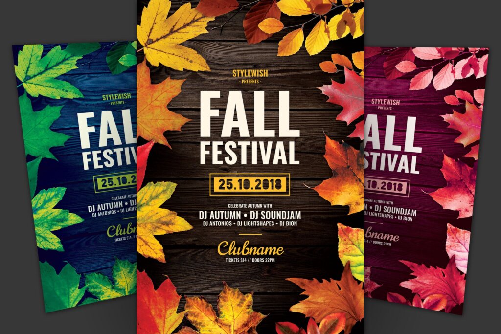 秋天的节日/音乐活动传单传单海报模板素材Fall Festival Flyer S3CNSY插图