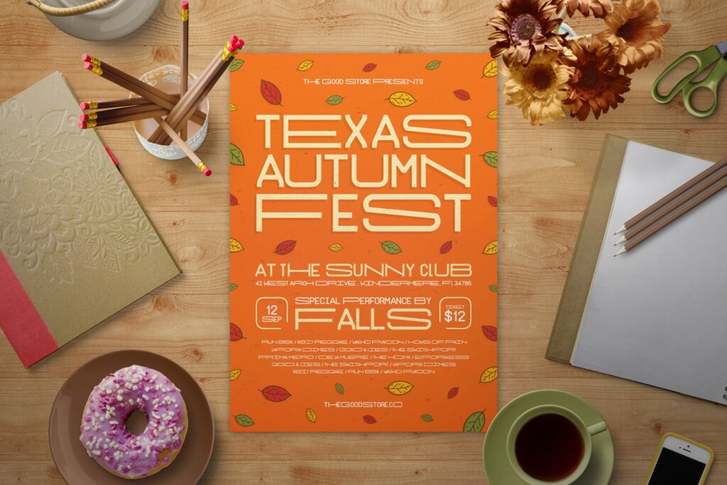 音乐活动促销海报传单模版素材下载Fall Music Festival Flyer
