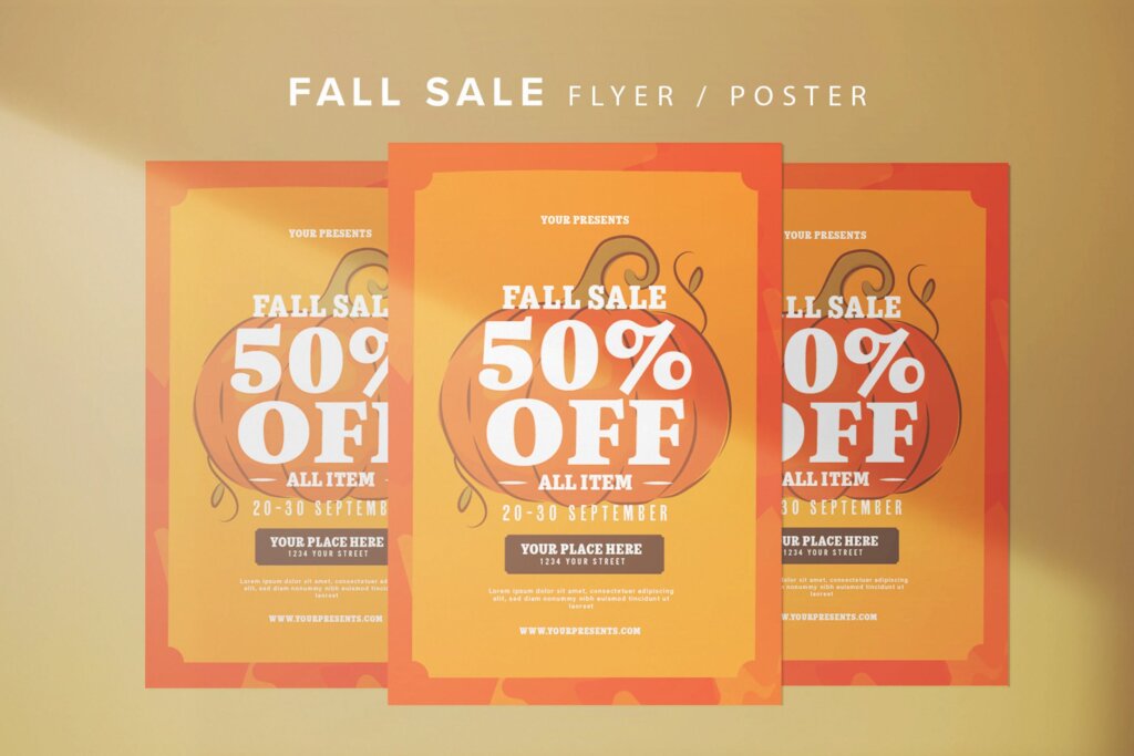 秋季销售传单模版素材下载Fall Sale Flyer XNAYSC2