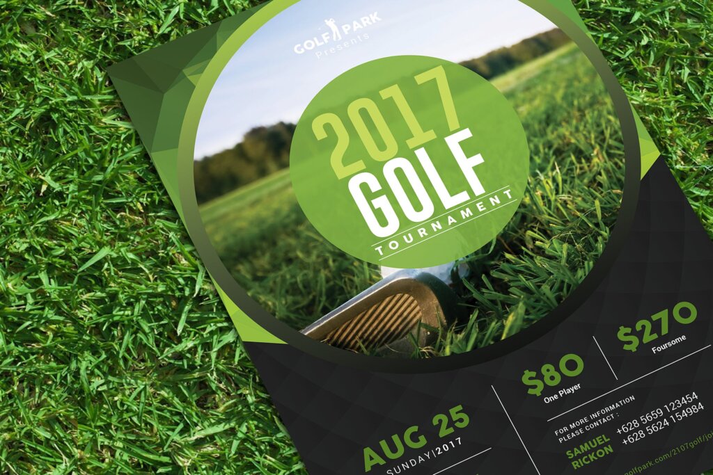 高尔夫比赛传单活动海报传单素材下载Golf Tournament Flyer