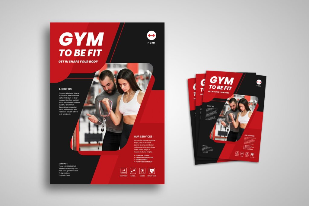 清新/优雅/现代健身房传单海报模版素材下载Gym and Fitness Flyer Promo Template