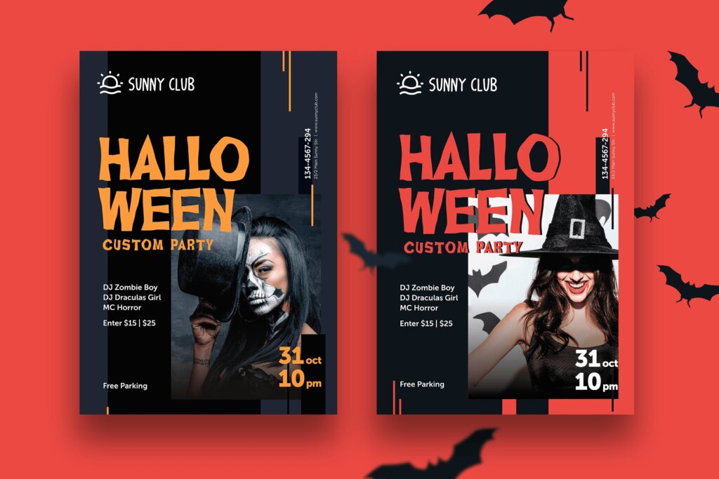 创意版式万圣节海报传单模板素材下载Halloween Party Poster Flyer W4SKEA