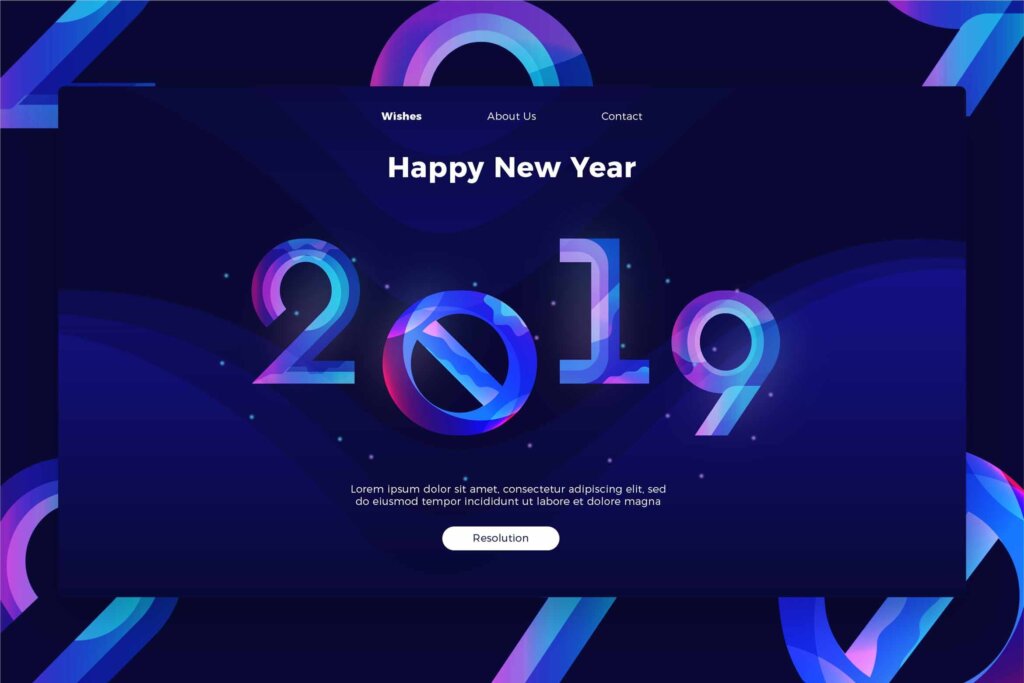 新年快乐/横幅和登陆页模板素材Happy New Year – banner & Landing Page QYKH7F