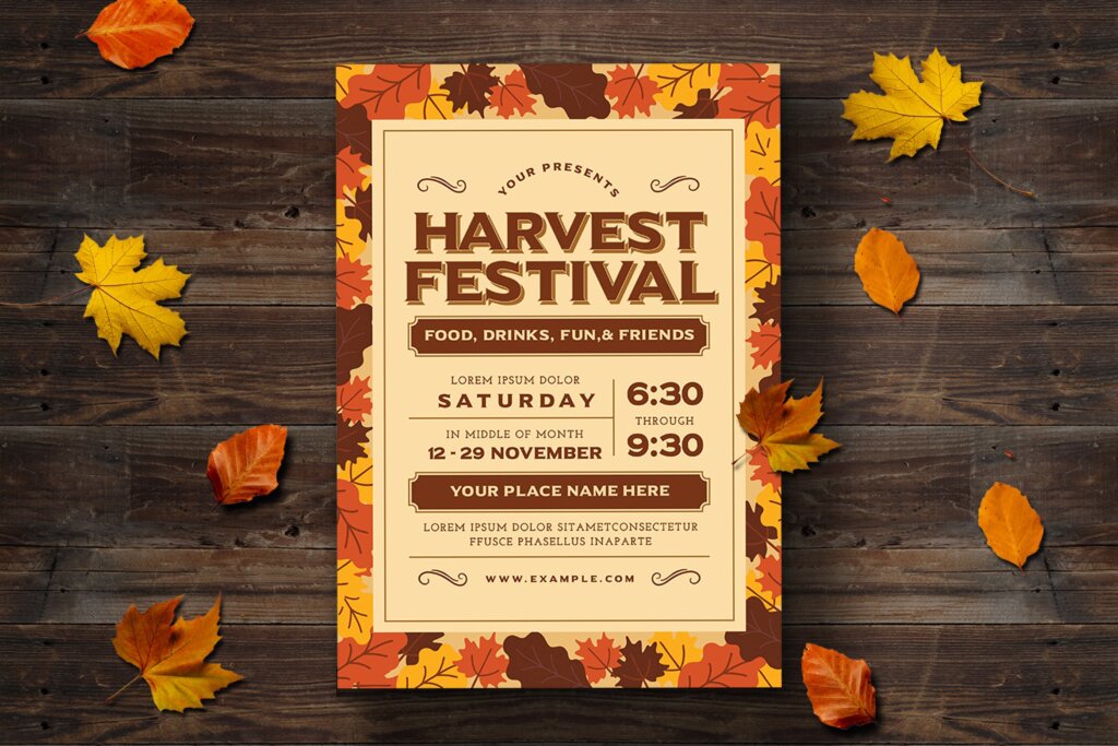 精致文艺丰收节传单海报模板素材下载Harvest Festival Flyer