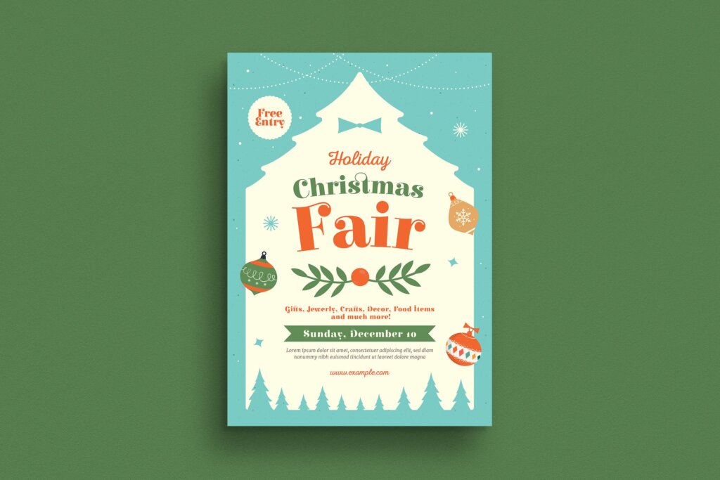 假日活动传单海报模版素材Holiday Christmas Fair Flyer
