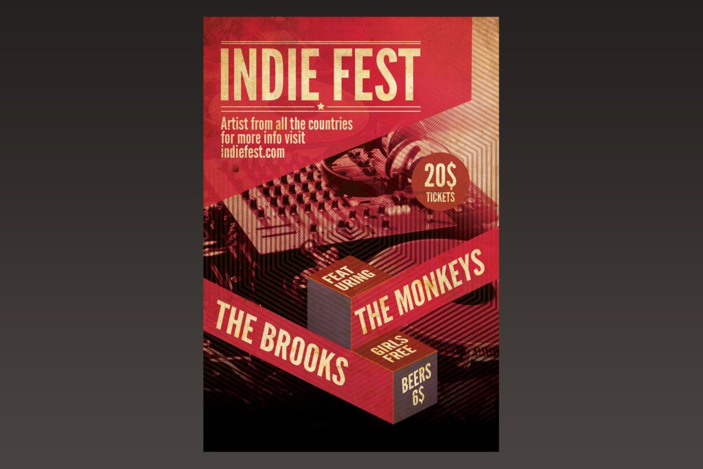 独立电影节宣传单模板素材Indie Fest Flyer Poster