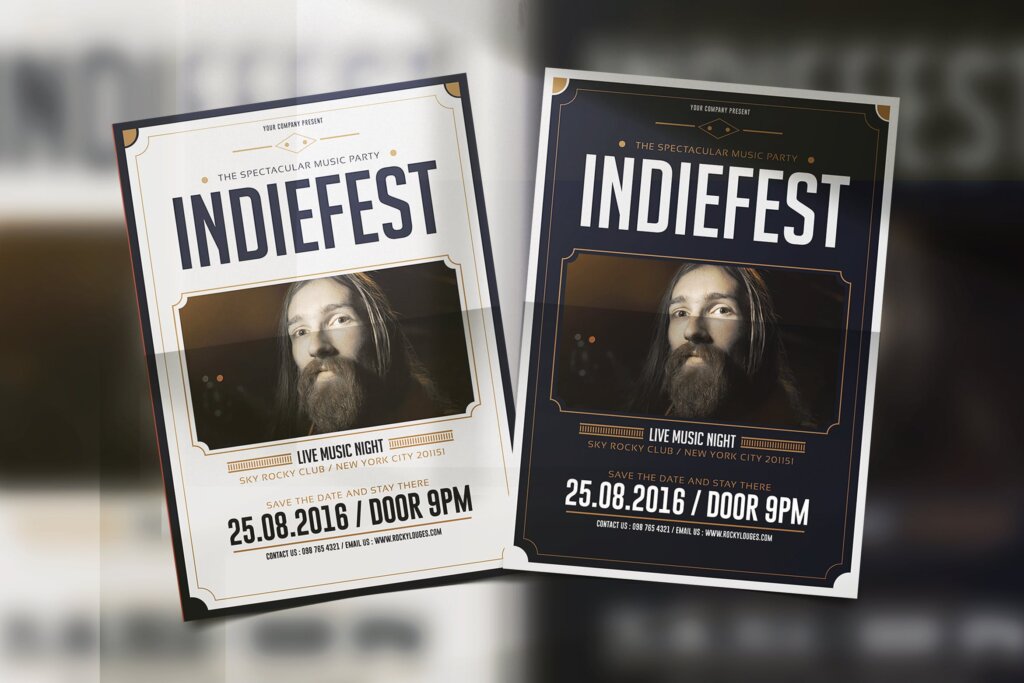 电影节音乐海报宣传单素材模板Indie Fest Music Flyer