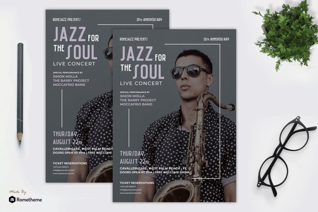 文艺精致爵士乐音乐节传单海报传单Jazz Music Festival Flyer vol 02 RY