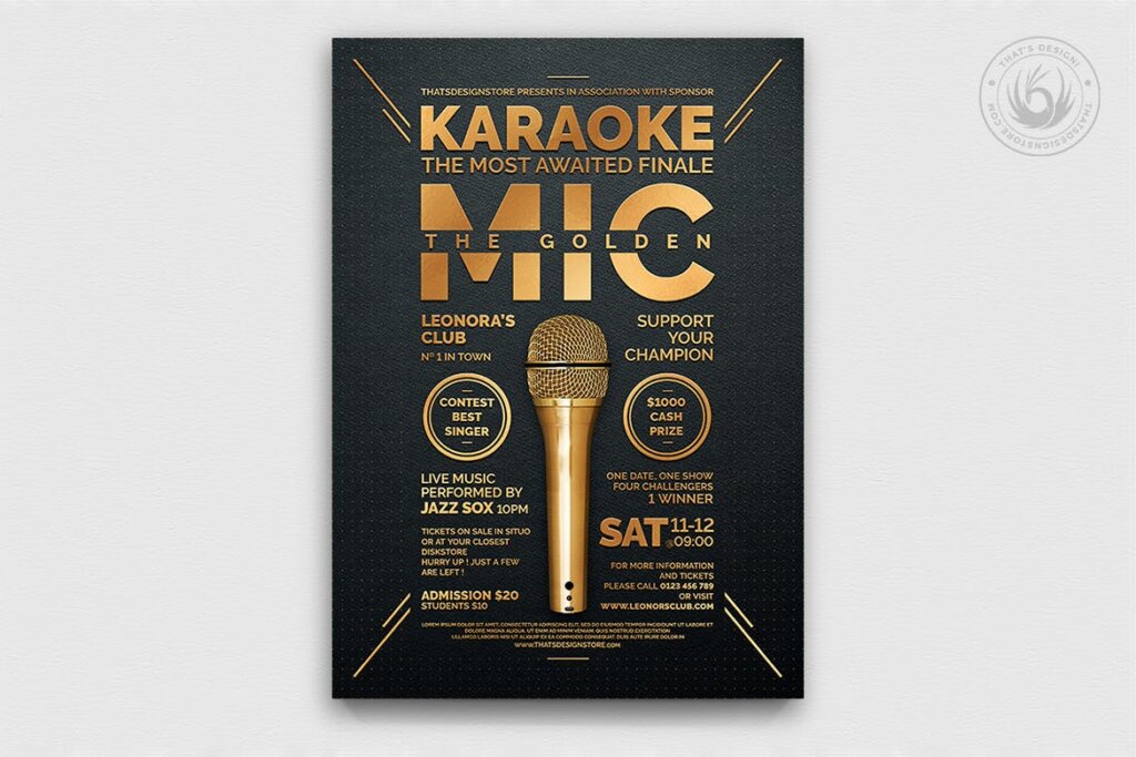 歌唱比赛传单海报模板素材下载Karaoke Flyer Template V8