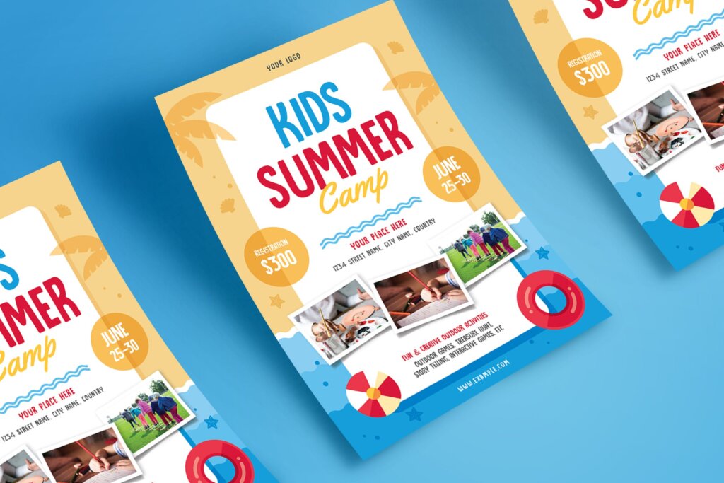 儿童夏令营传单海报模板素材下载Kids Summer Camp Flyer 04
