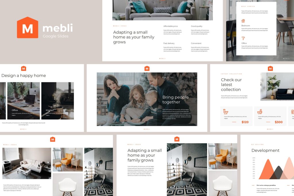 家居行业居家生活年度报告幻灯片PPT模版MEBLI Simple Elegant Google Slides