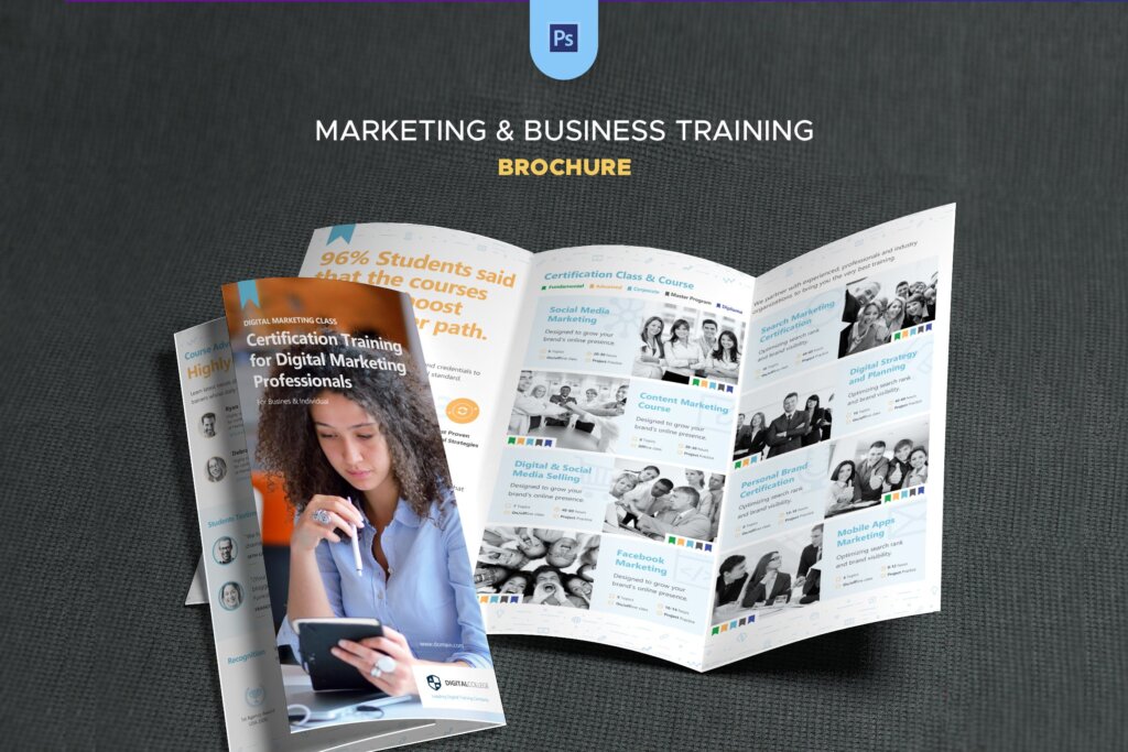 市场及商务培训发票传单折页模板素材下载Marketing Business Training Brochure