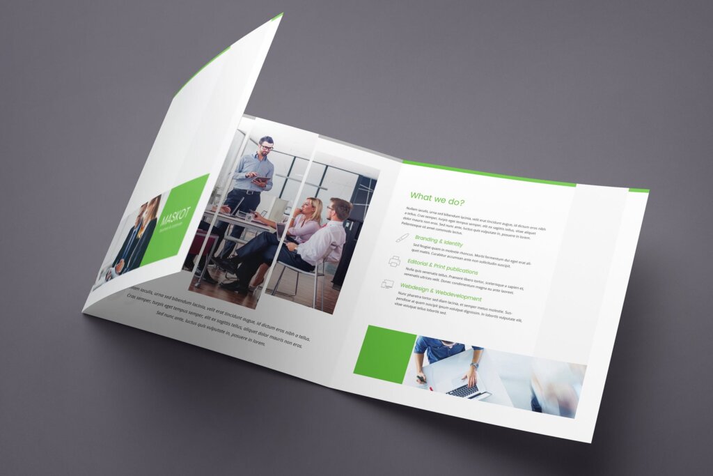 餐馆或房地产市场营销折页模版素材下载Maskot Business and Corporate Brochure Tri Fold