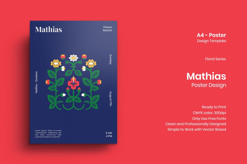 简约花卉展览传单海报模板素材下载Mathias Poster Design All items Graphic Templates Print Templates DQQ8FHF