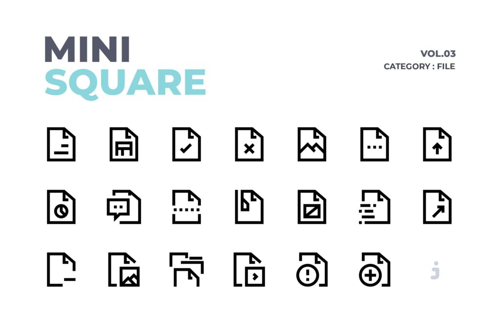 60个创意线性图标源文件下载Mini square 60 File Icons