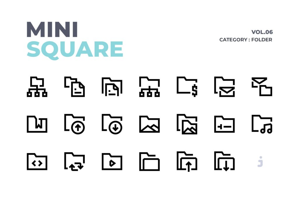 高质量 60个文件夹创意相关图标Mini square 60 Folder Icons