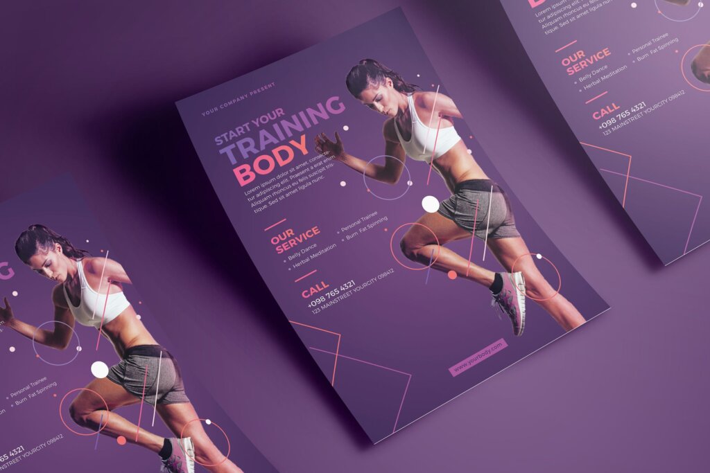 几何纹理图案健身瑜伽海报传单模版素材下载 HU6YKP