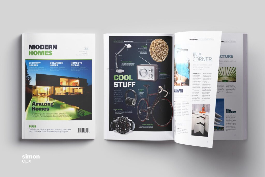 现代专业垫子杂志手册模板素材下载Modern Homes Magazine Template