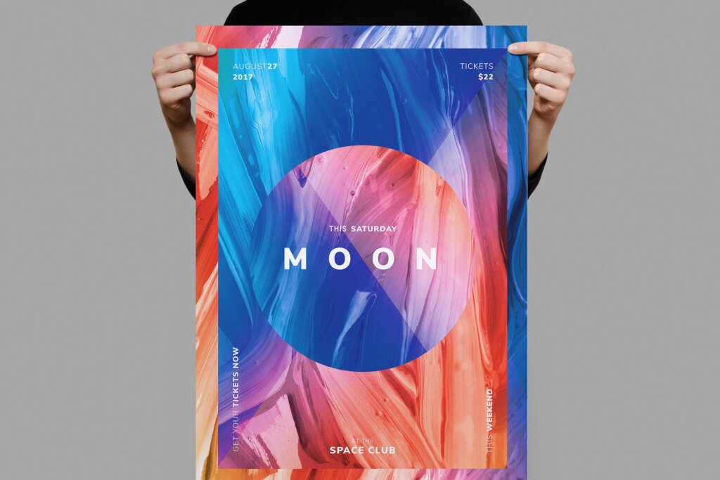 月球传单/海报模板素材下载Moon Flyer / Poster Template