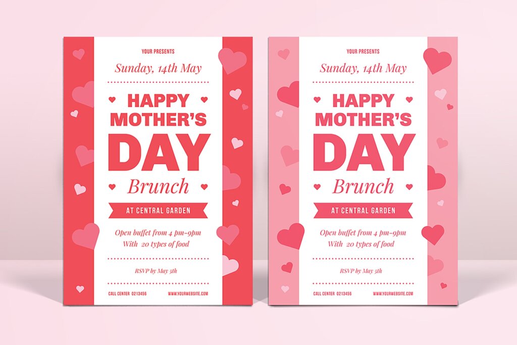 母亲节感恩活动海报传单模版素材Mothers Day Brunch Flyer