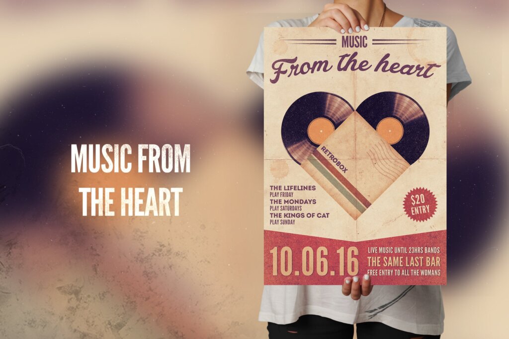 音乐从心脏传单海报模板Music From The Heart Flyer Poster