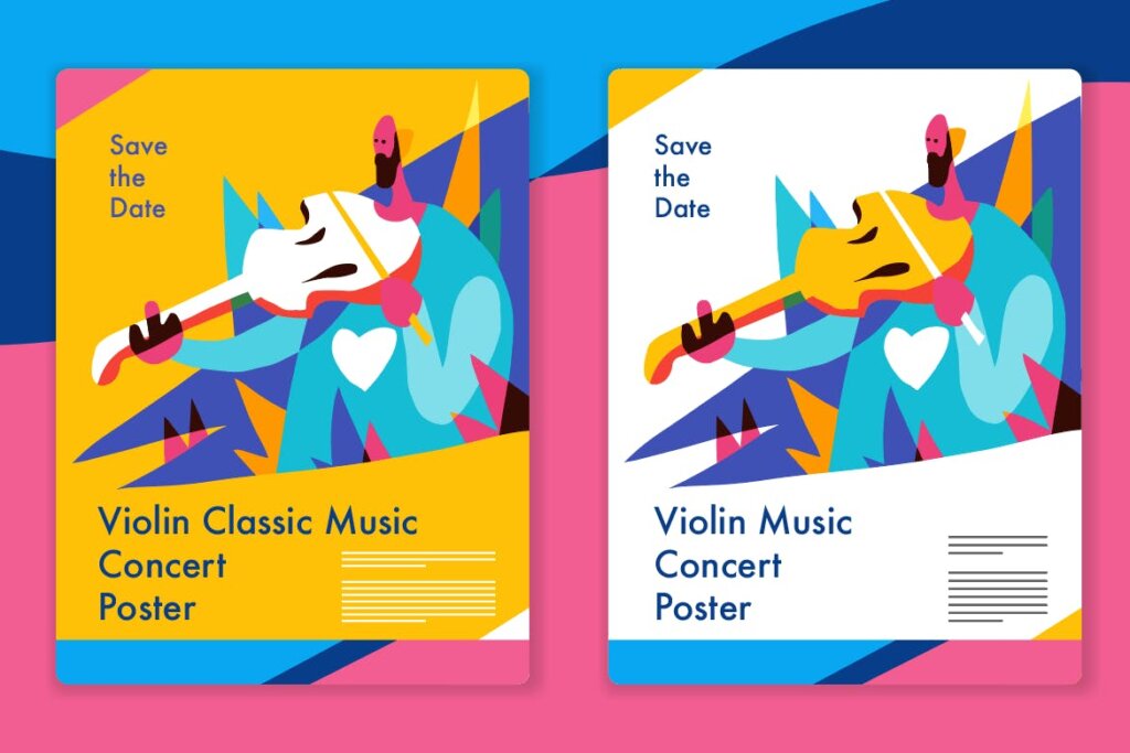 音乐和音乐会图形矢量模板素材海报传单下载Music Graphic Mixcolor style vector 7