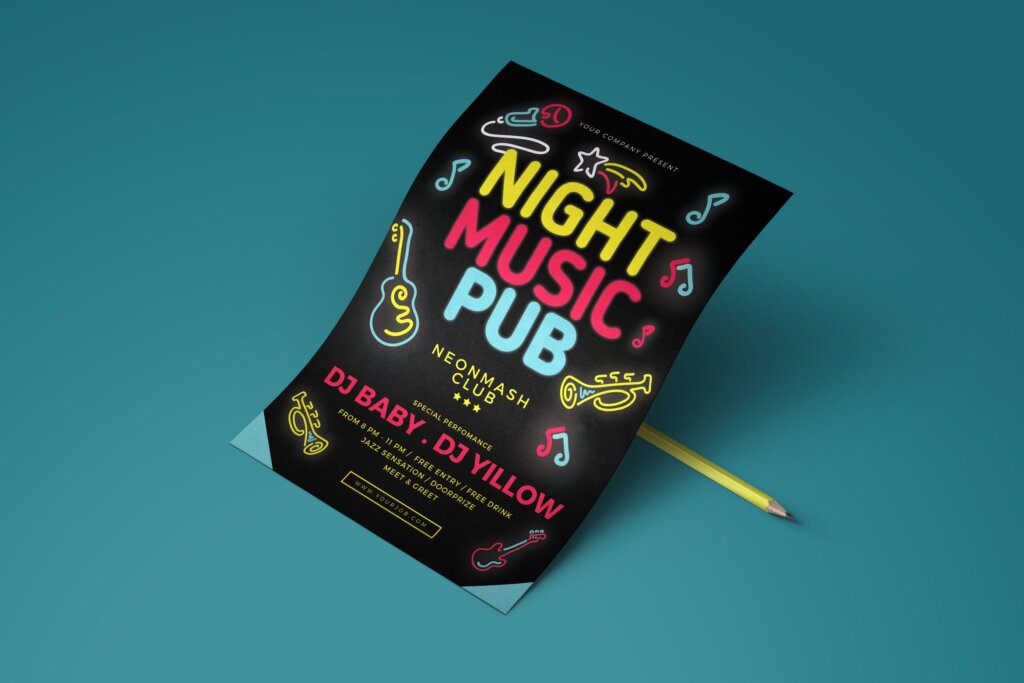 音乐酒吧派对活动传单海报模板素材Music Pub Flyer