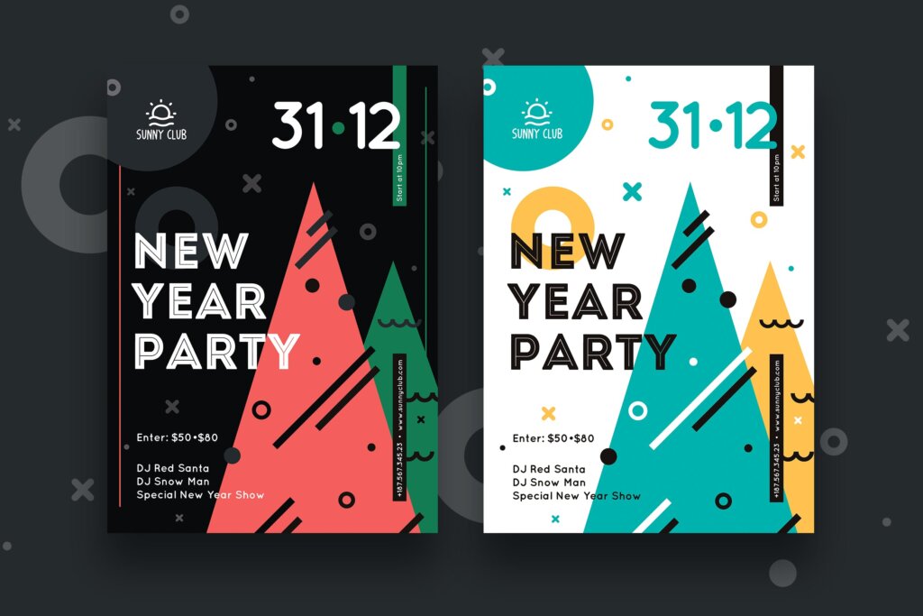 新年插图元素新年海报传单模板素材下载New Year Party Poster 2