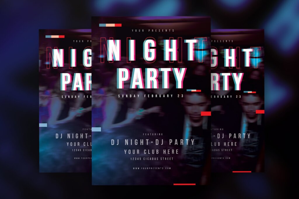 抖音风格海报/晚会海报传单模板素材下载Night Party Flyer