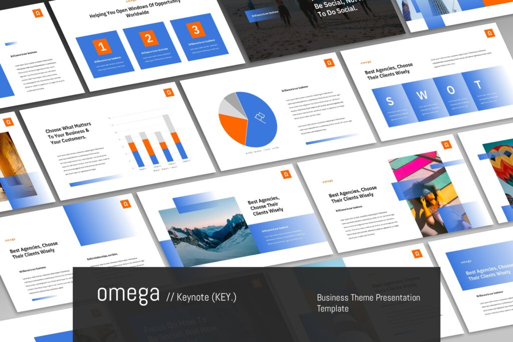 互联网企业年度报告市场销售策划提案幻灯片PPT模版Omega Corporate Theme Keynote Template