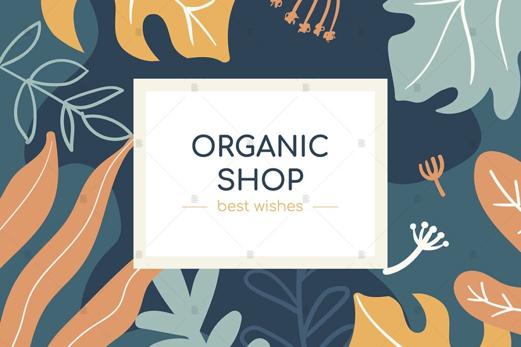 天然草药商店海报概念图案花纹素材模版下载Organic shop social media banner