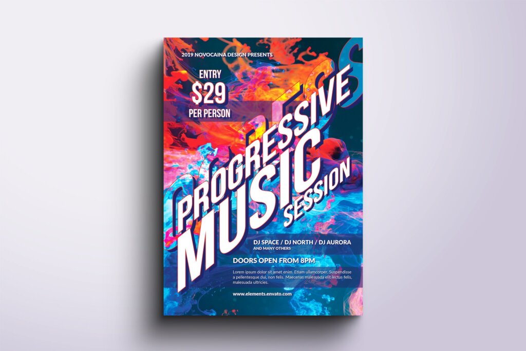 创意版式舞蹈/音乐活动海报传单模板素材下载Progressive Music Flyer & Poster X8G5782