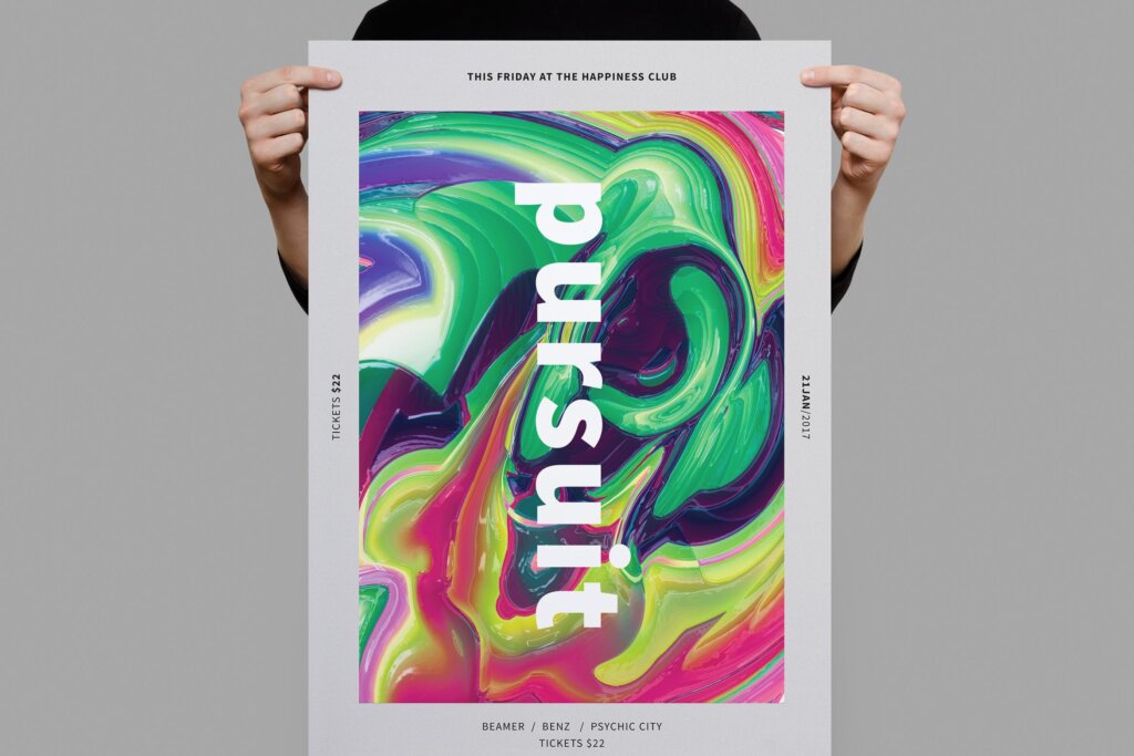 渐变油画颜料海报传单模板素材下载Pursuit Poster / Flyer