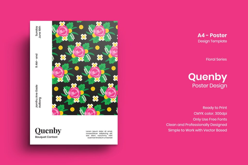 艺术展简约海报传单模板素材Quenby Poster Design
